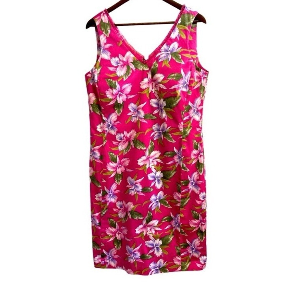 Jones New York Signature Floral Sheath Dress Womens 14W Pink